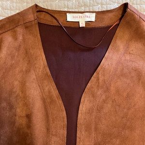 Faux suede rust mid-length jacket